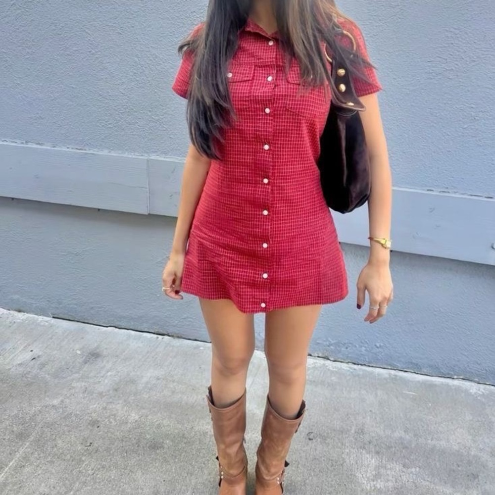 Brandy Melville Red Plaid Dress